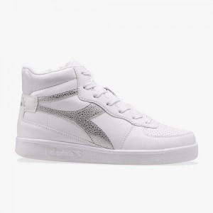 Diadora Playground Høje Sneakers Børn Hvide | ZVHKTIQ-37