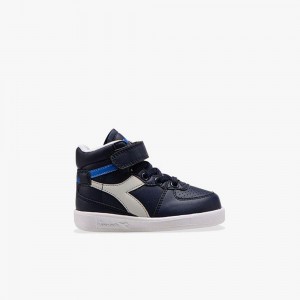 Diadora Playground Høje Sneakers Børn Mørkeblå | TEFVWIU-31