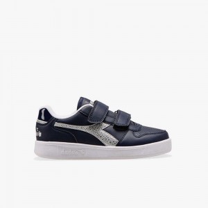 Diadora Playground Lave Sneakers Børn Mørkeblå | BHZVWCD-47