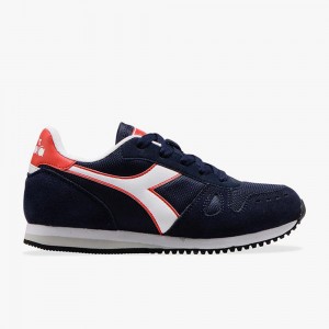 Diadora Simple Run Lave Sneakers Børn Mørkeblå | VUYPZWQ-05