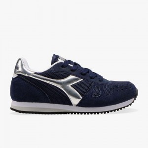 Diadora Simple Run Lave Sneakers Børn Mørkeblå | PHESTBY-79