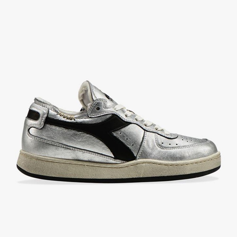 Diadora MI Basket Lave Sneakers Dame Sølv | GYTLQZM-18