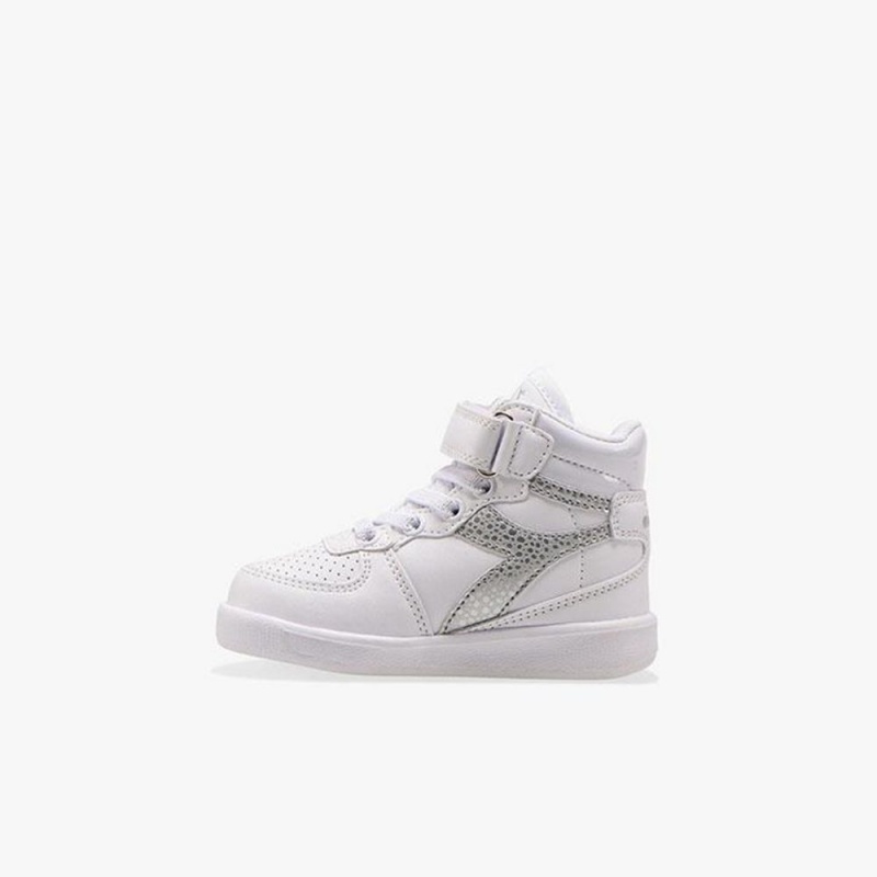 Diadora Playground Høje Sneakers Børn Hvide | LKANFRQ-53