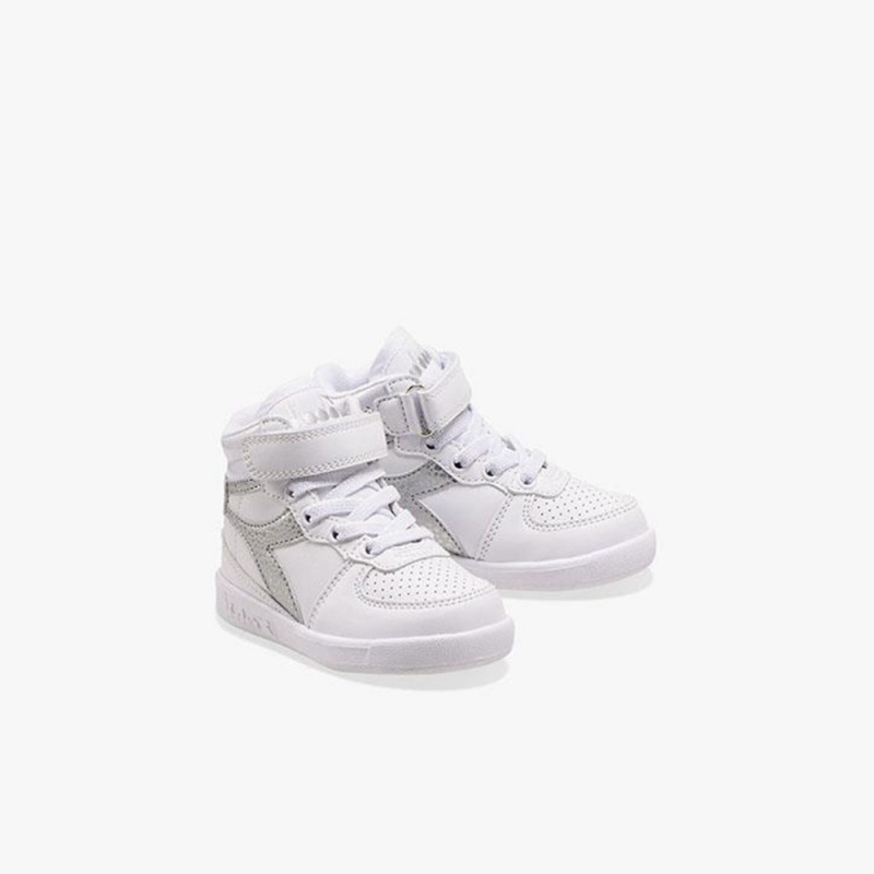 Diadora Playground Høje Sneakers Børn Hvide | LKANFRQ-53