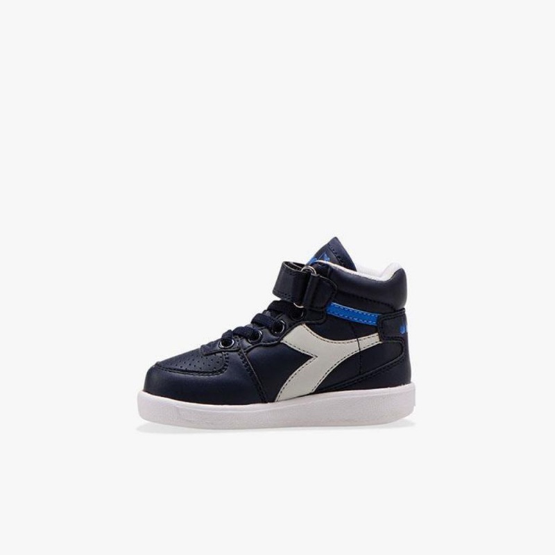 Diadora Playground Høje Sneakers Børn Mørkeblå | TEFVWIU-31