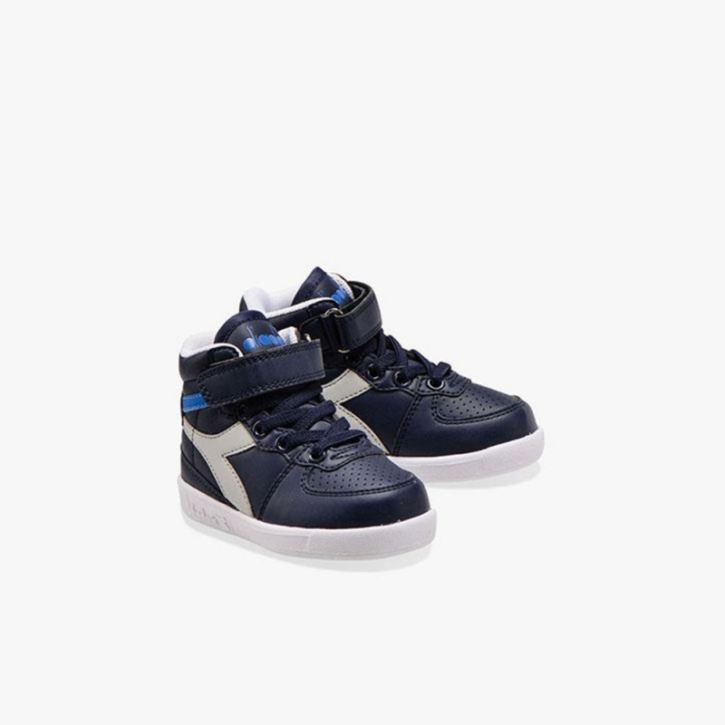 Diadora Playground Høje Sneakers Børn Mørkeblå | TEFVWIU-31