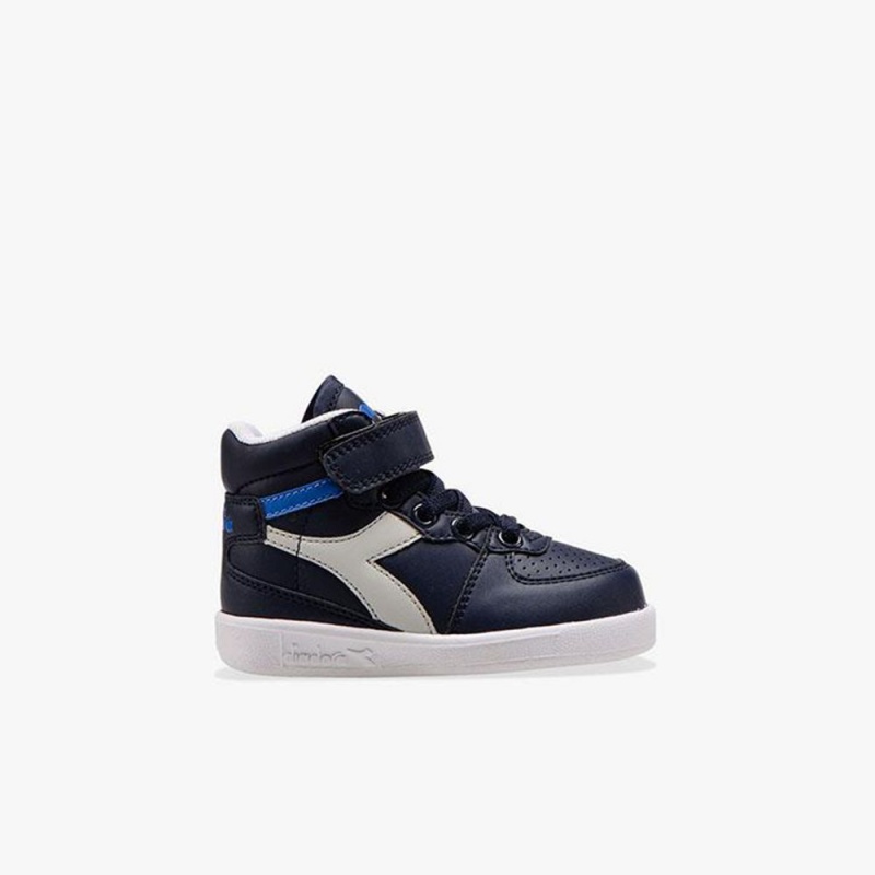 Diadora Playground Høje Sneakers Børn Mørkeblå | TEFVWIU-31