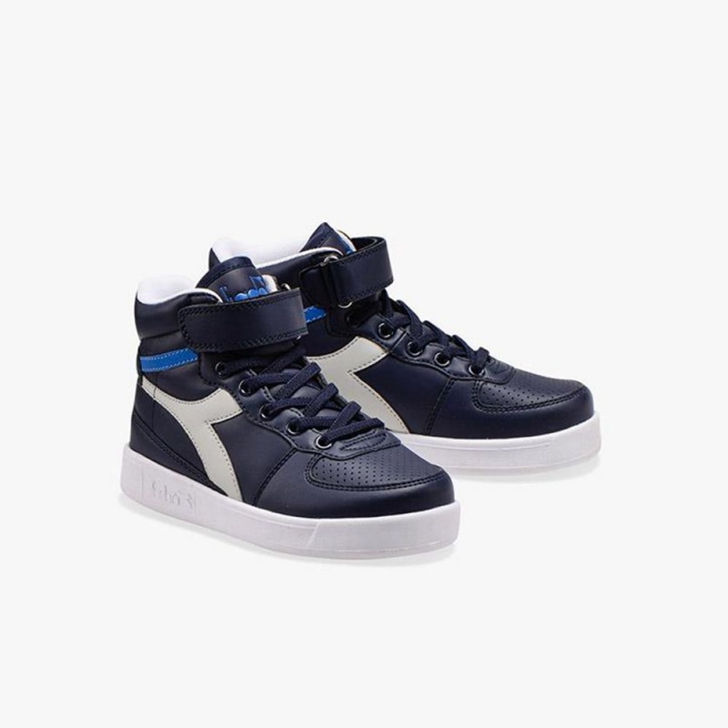 Diadora Playground Høje Sneakers Børn Mørkeblå | FPGRYKZ-45