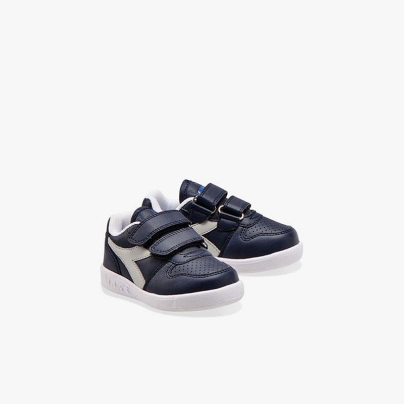 Diadora Playground Lave Sneakers Børn Mørkeblå | OHJKFTV-81