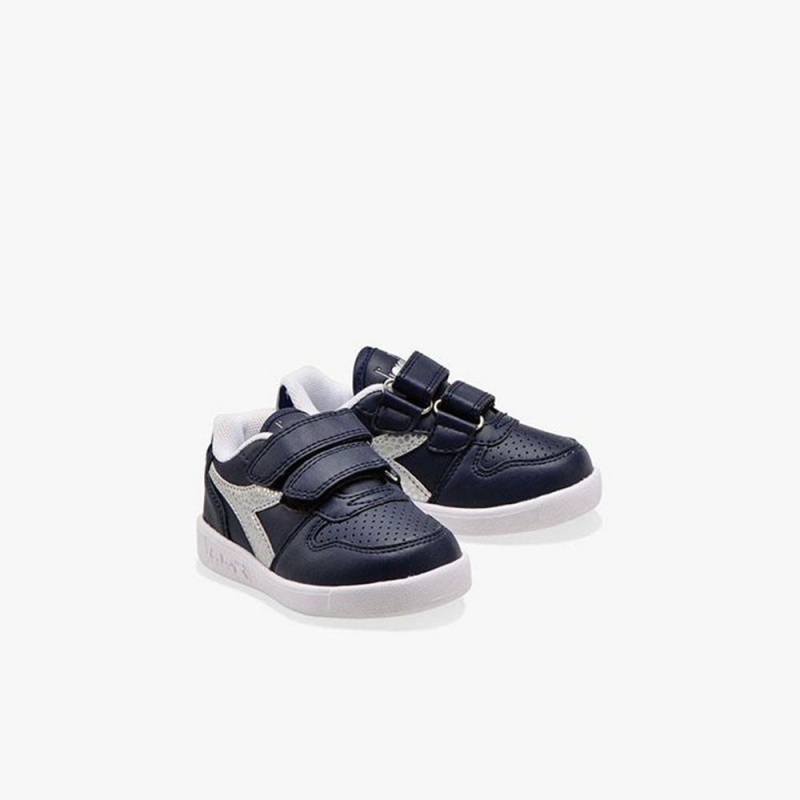 Diadora Playground Lave Sneakers Børn Mørkeblå | HFTZRBN-15