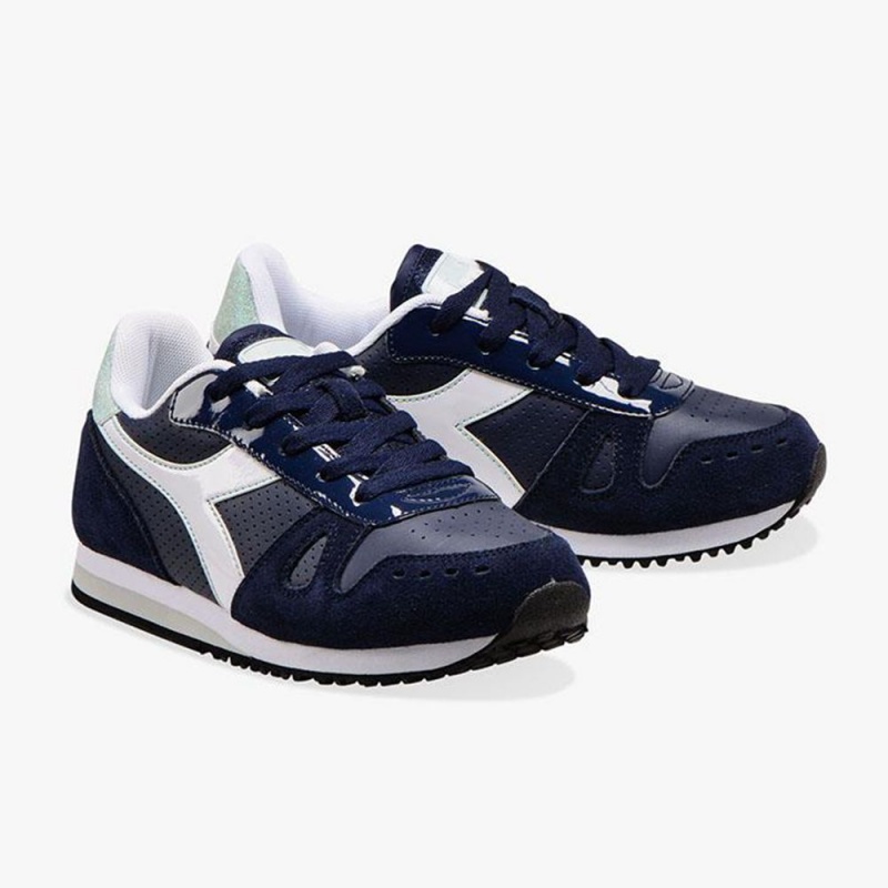 Diadora Simple Run Lave Sneakers Børn Mørkeblå | SYCBDGH-03